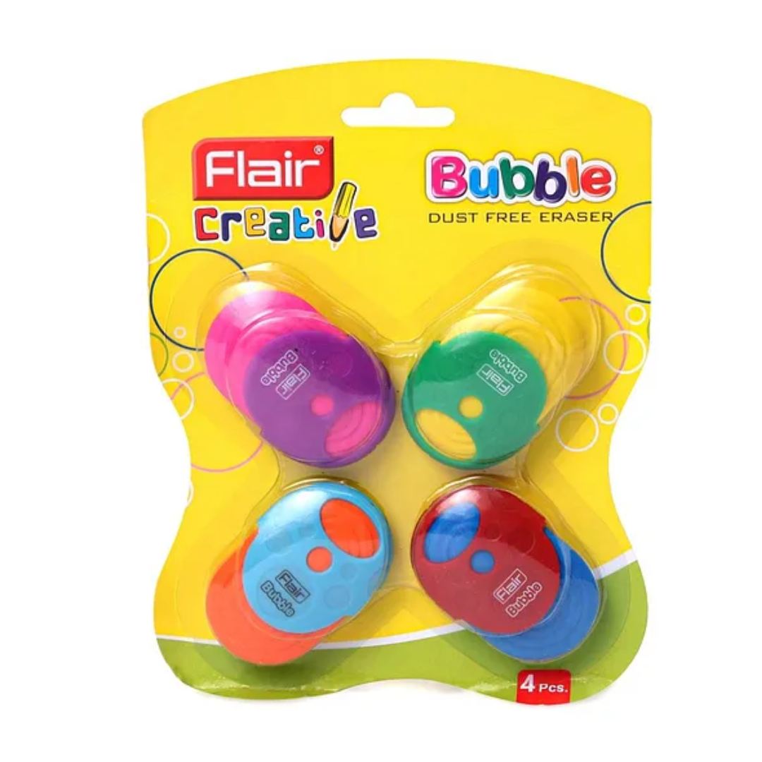 Flair Creative Bubble Dust Free Eraser Pack Of 4 - SCOOBOO - Eraser & Correction