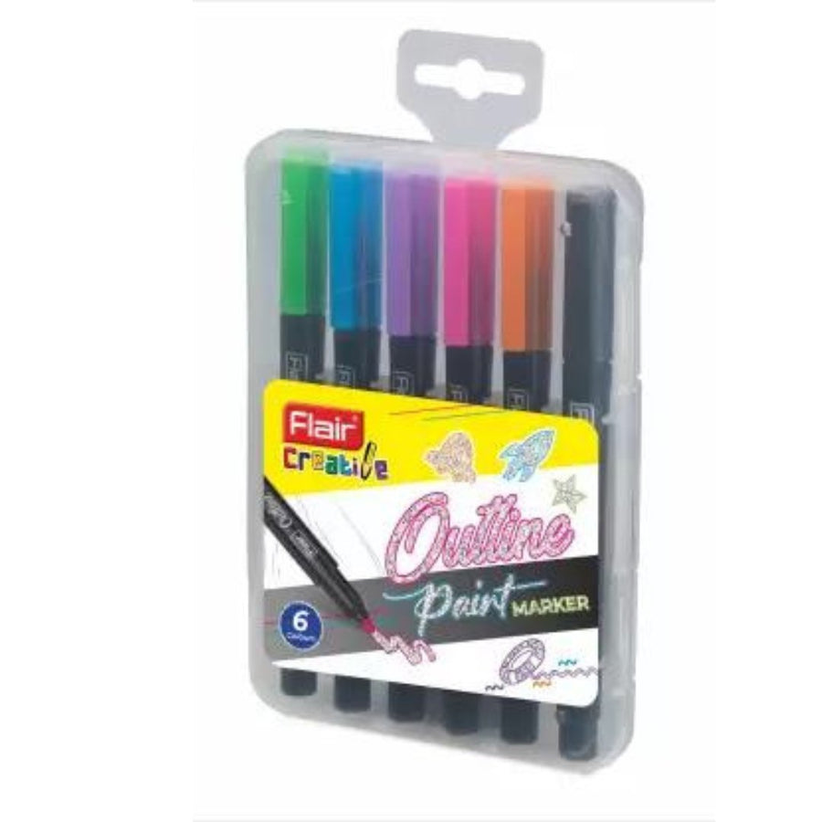Flair Creative Outline Paint Marker Set of 6 - SCOOBOO - Brush Pens
