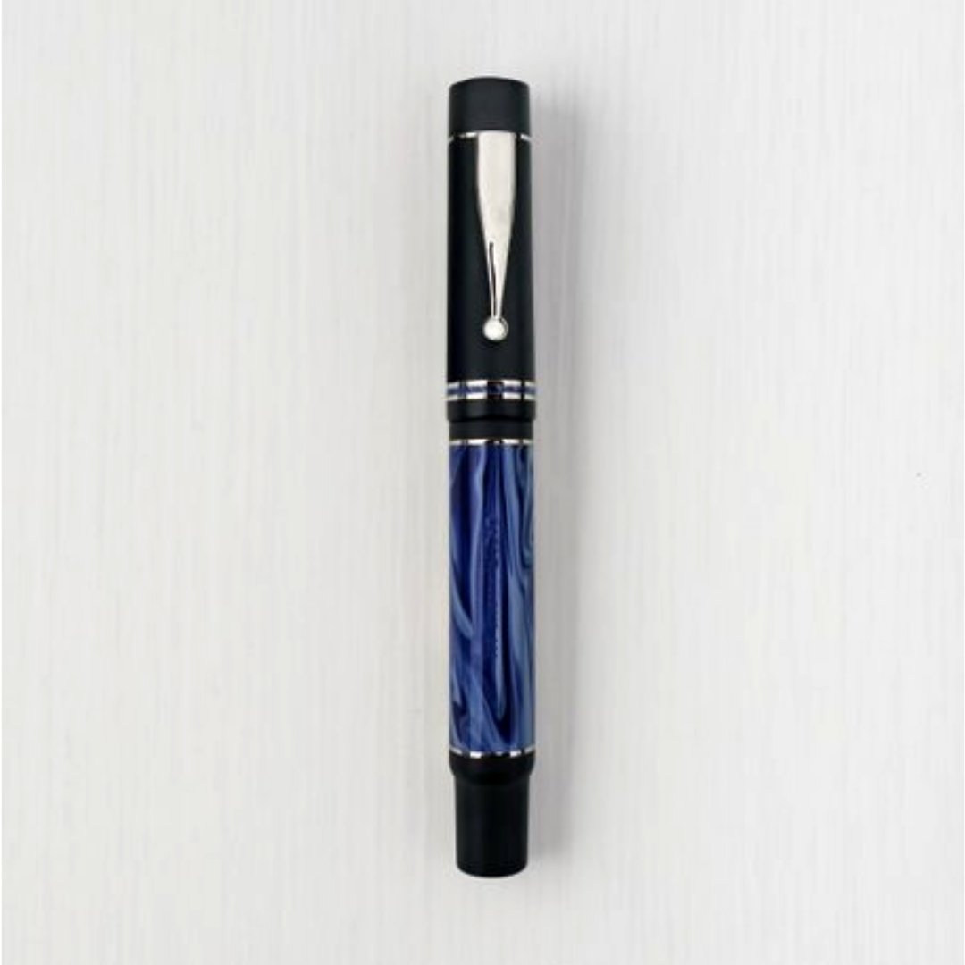 Gioia Alleria Mare Blue-Black Marbled Rhodium Fountain Pen - SCOOBOO - GA-700- B - Fountain Pen