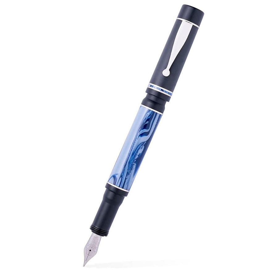 Gioia Alleria Mare Blue-Black Marbled Rhodium Fountain Pen - SCOOBOO - GA-700- F - Fountain Pen