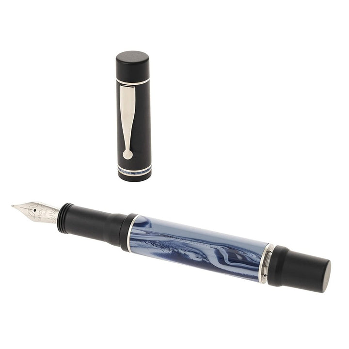 Gioia Alleria Mare Blue-Black Marbled Rhodium Fountain Pen - SCOOBOO - GA-700- M - Fountain Pen