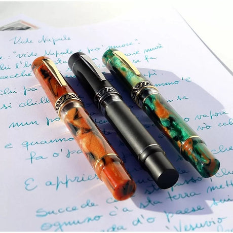 Gioia Aragona Green-Red-Black Marbled (Gold) Fountain Pen -Medium - SCOOBOO - GB-102-M - Fountain Pen