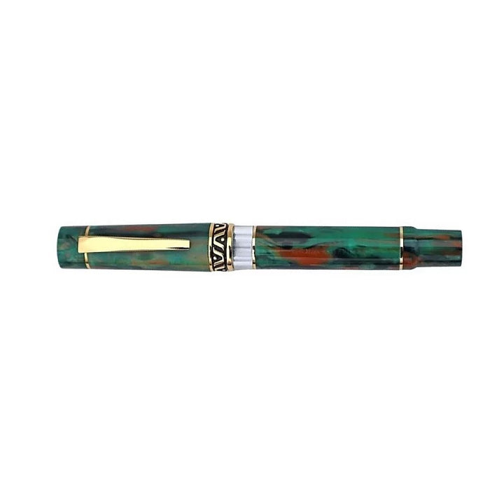 Gioia Aragona Green-Red-Black Marbled (Gold) Fountain Pen -Medium - SCOOBOO - GB-102-M - Fountain Pen