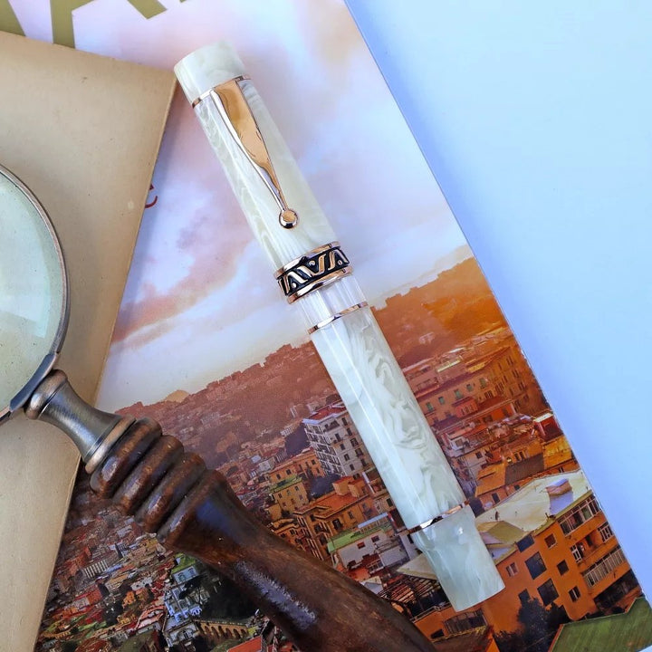 Gioia Ivory White Pearl-Rosegold Fountain Pen- Medium - SCOOBOO - GB-916-M - Fountain Pen