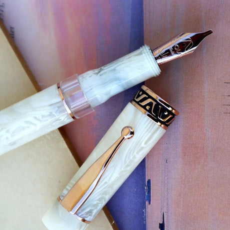 Gioia Ivory White Pearl-Rosegold Fountain Pen- Medium - SCOOBOO - GB-916-M - Fountain Pen