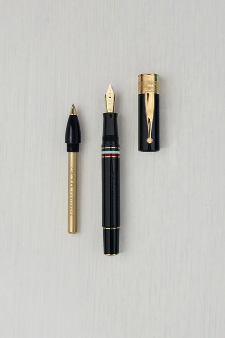 Gioia Partenope Dual Pen- Fountain Pen & Rollerball Pen- Black GT - SCOOBOO - GP-804-M - Roller Ball Pen