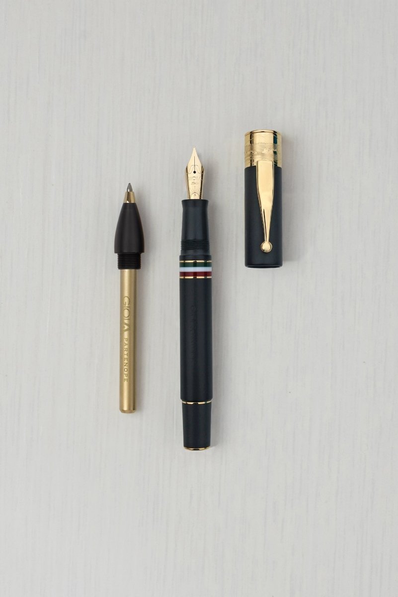 Gioia Partenope Dual Pen- Fountain Pen & Rollerball Pen- Black Sand GT - SCOOBOO - GP-816-M - Roller Ball Pen