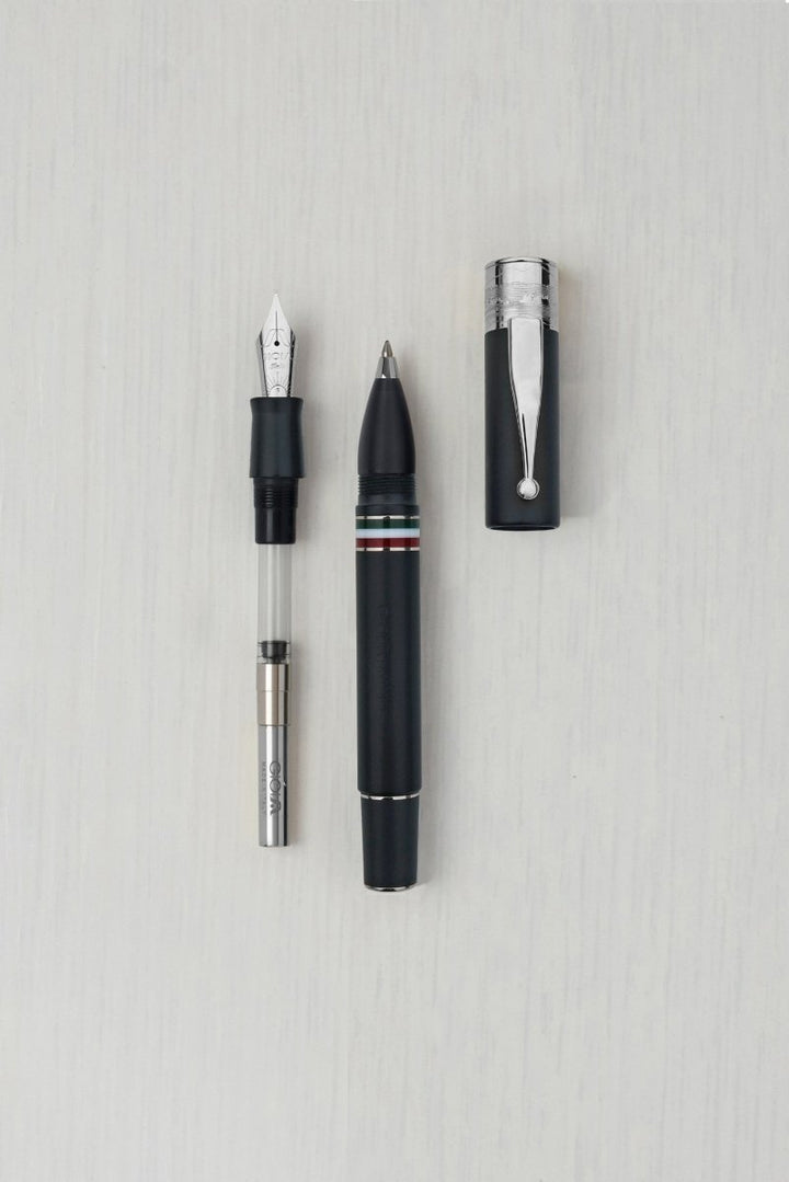 Gioia Partenope Dual Pen- Fountain Pen & Rollerball Pen- Black Sand RT - SCOOBOO - GP-812-M - Roller Ball Pen