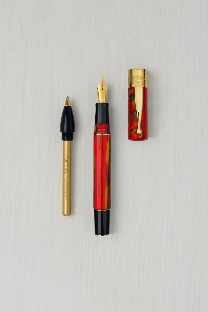 Gioia Partenope Dual pen- Fountain Pen & Rollerball Pen- Fiamma Flame GT - SCOOBOO - GP-830-M - Roller Ball Pen