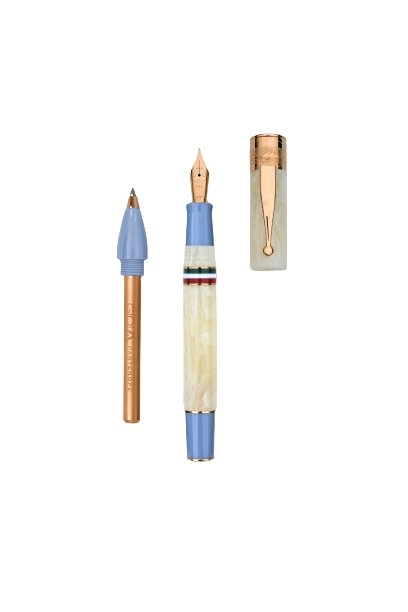 Gioia Partenope Dual Pen- Fountain Pen & Rollerball Pen- Ivory Blue RGT - SCOOBOO - GP-800-M - Roller Ball Pen