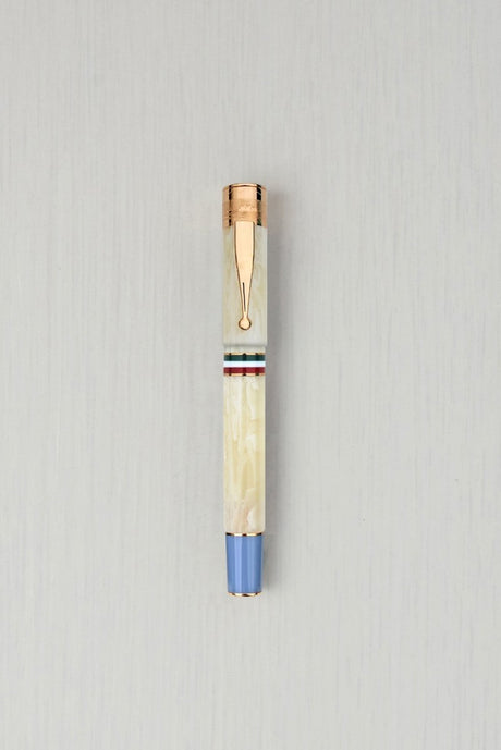 Gioia Partenope Dual Pen- Fountain Pen & Rollerball Pen- Ivory Blue RGT - SCOOBOO - GP-800-M - Roller Ball Pen