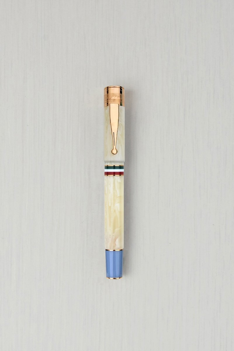 Gioia Partenope Dual Pen- Fountain Pen & Rollerball Pen- Ivory Blue RGT - SCOOBOO - GP-800-M - Roller Ball Pen