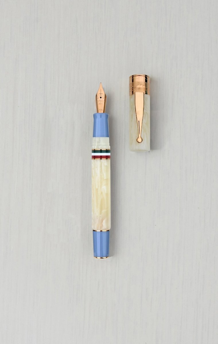 Gioia Partenope Dual Pen- Fountain Pen & Rollerball Pen- Ivory Blue RGT - SCOOBOO - GP-800-M - Roller Ball Pen