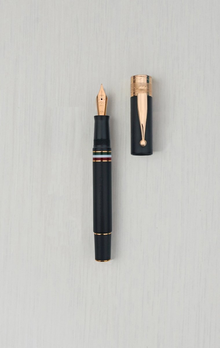 Gioia Partenope Dual Pen- Fountain Pen & Rollerball Pen- Sand Black RGT - SCOOBOO - GP-818-M - Roller Ball Pen