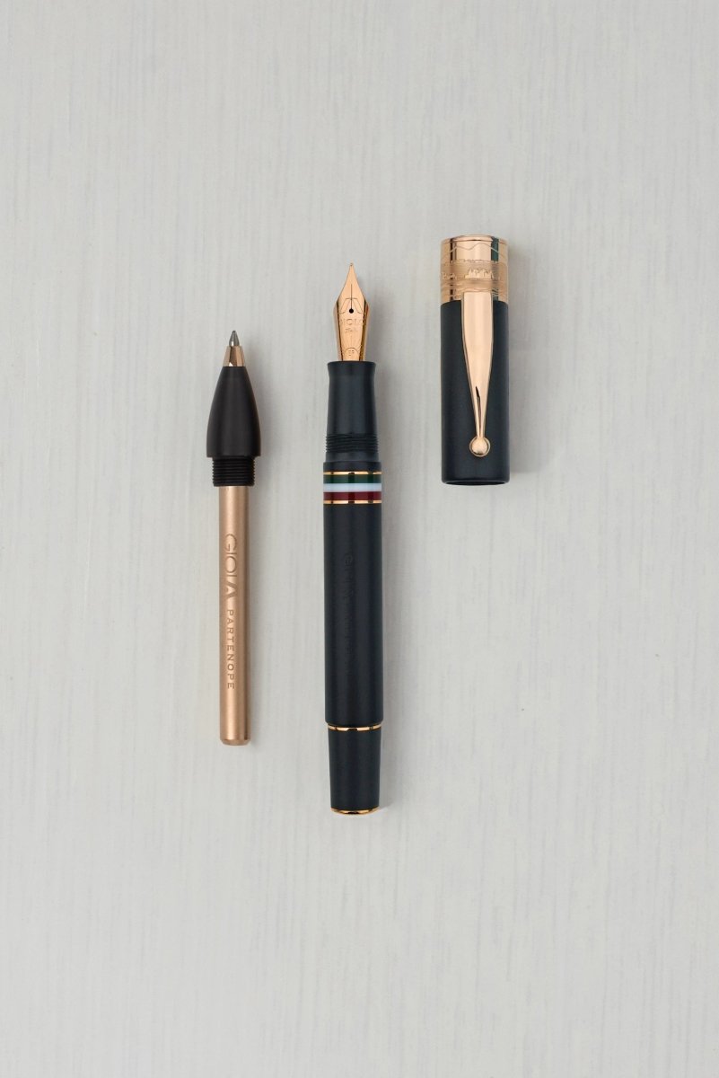 Gioia Partenope Dual Pen- Fountain Pen & Rollerball Pen- Sand Black RGT - SCOOBOO - GP-818-M - Roller Ball Pen