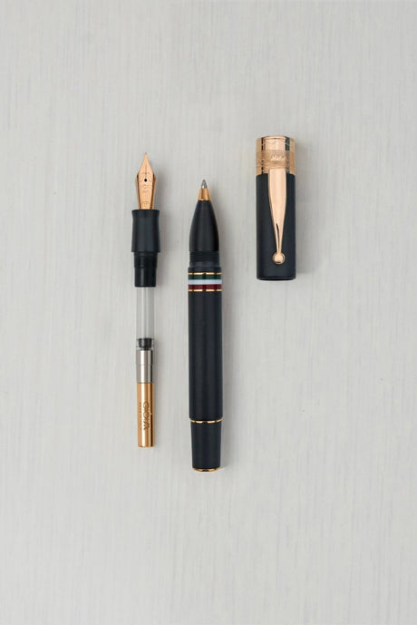 Gioia Partenope Dual Pen- Fountain Pen & Rollerball Pen- Sand Black RGT - SCOOBOO - GP-818-M - Roller Ball Pen