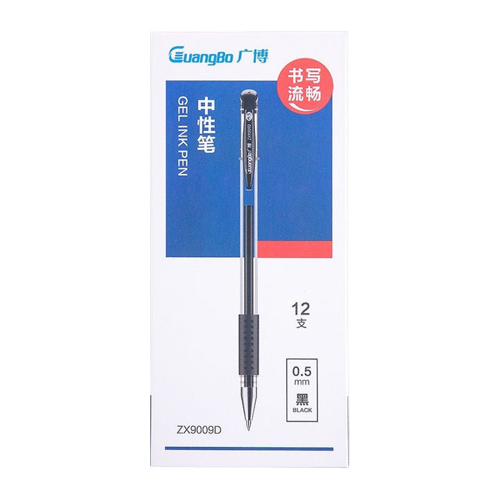 Guangbo 0.5mm Black Ink Gel Pen (Pack of 12) - SCOOBOO - ZX9009D - Gel Pens