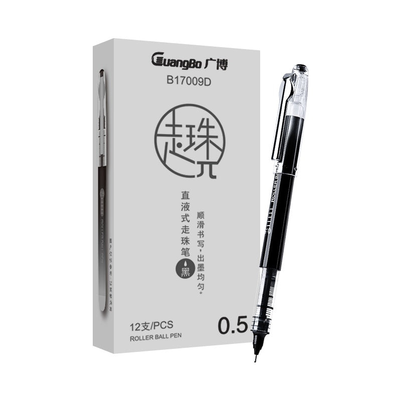 Guangbo Black Rollerball Pen Pack of 12 - SCOOBOO - B17009D - Roller ball Pen