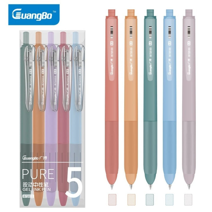 Guangbo Multicolor Retractable Gel Ink pen 0.5mm (Pack of 5) - SCOOBOO - B72031 - Gel Pens