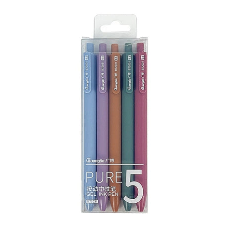 Guangbo Multicolor Retractable Gel Ink pen 0.5mm (Pack of 5) - SCOOBOO - B72031 - Gel Pens