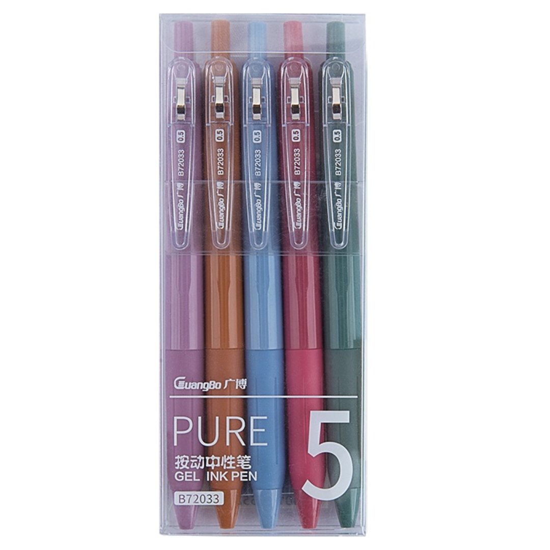 Guangbo Multicolor Retractable Gel Ink pen 0.5mm (Pack of 5) - SCOOBOO - B72033 - Gel Pens