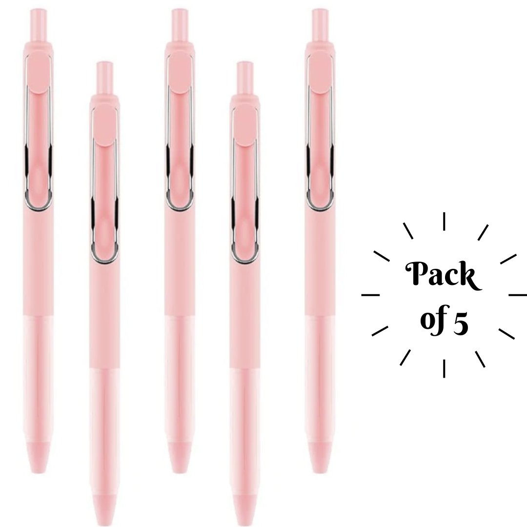 Guangbo Pure Macron Black Ink 0.5mm Gel Pen (Pack of 5) - SCOOBOO - B72030D - Gel Pens