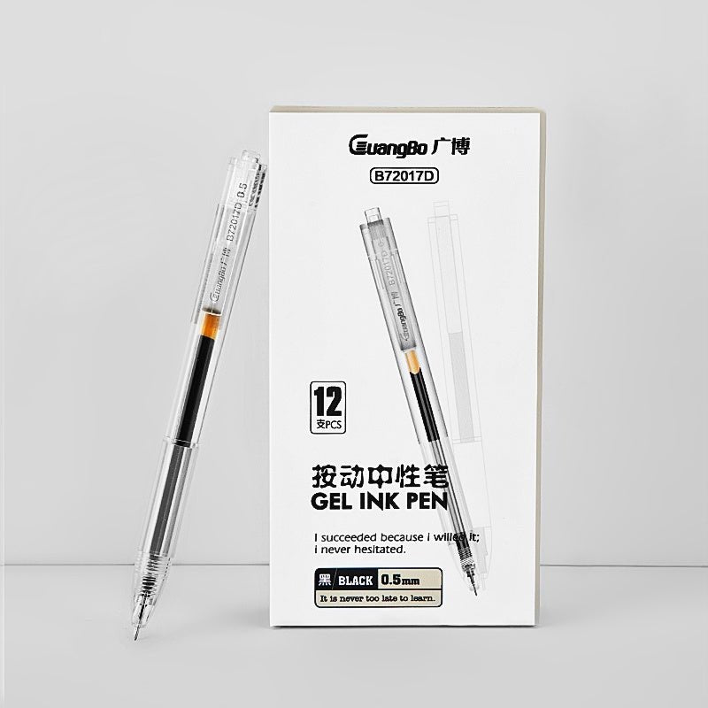 Guangbo Retractable Black Ink 0.5mm Gel Pen (Pack of 6) - SCOOBOO - B72017D - Gel Pens