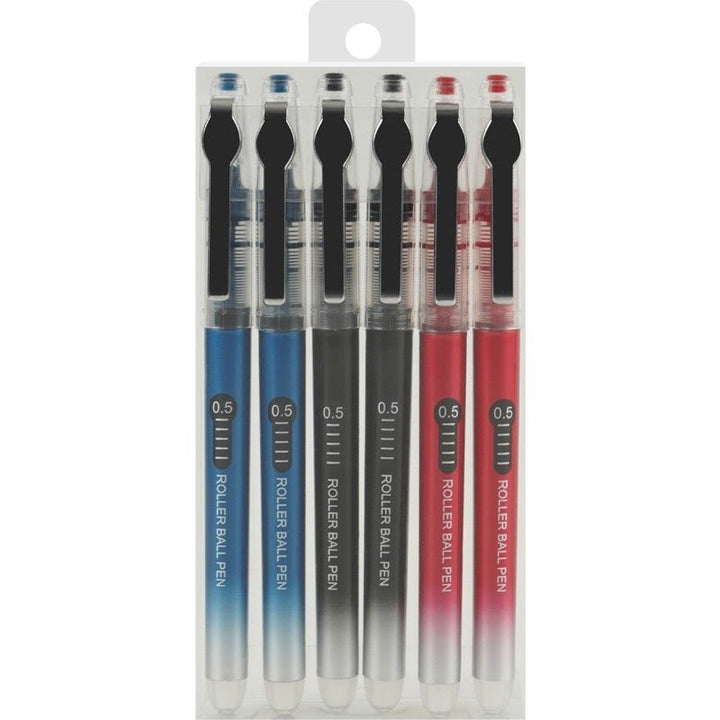 Guangbo Rollerball Pen 0.5mm- Pack of 6 - SCOOBOO - B17009-2LB-2BK-2R - Roller ball Pen