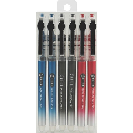 Guangbo Rollerball Pen 0.5mm- Pack of 6 - SCOOBOO - B17009-2LB-2BK-2R - Roller ball Pen