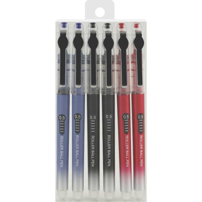 Guangbo Rollerball Pen 0.5mm- Pack of 6 - SCOOBOO - B17009-2BL-2BK-2R - Roller ball Pen