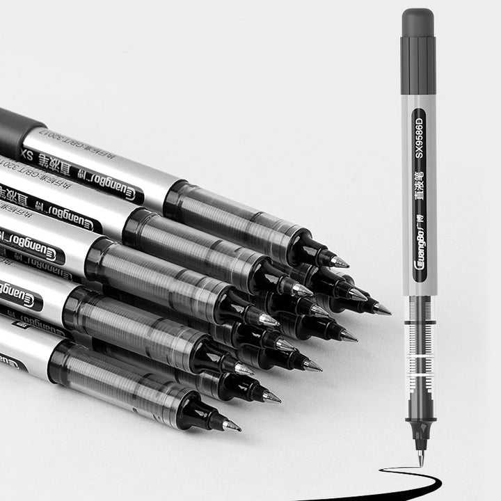Guangbo Straight Liquid Black 0.5mm Rollerball Pen (Pack of 6) - SCOOBOO - BSX9586D - Ball Pen