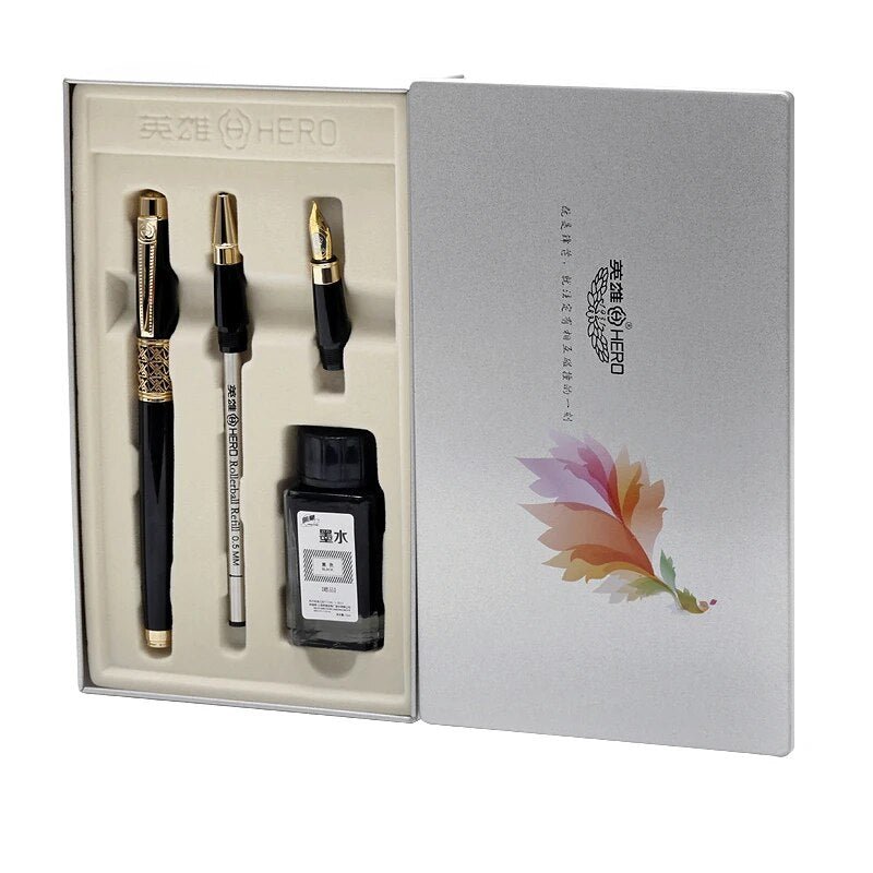 Hero 1311 3 in 1 Gift Pen Set- Fountain & Ballpoint Pen & Art Calligraphy - SCOOBOO - 1311 BK - Ball Pen