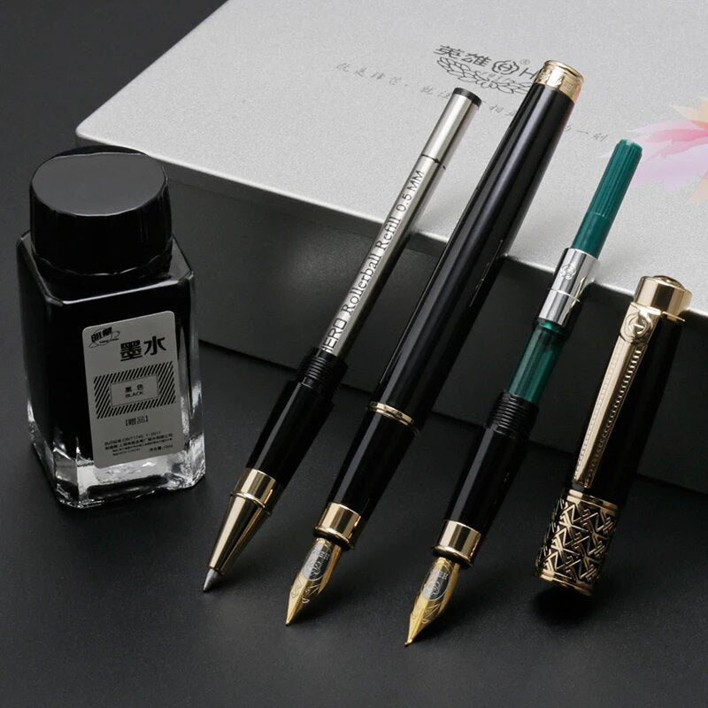 Hero 1311 3 in 1 Gift Pen Set- Fountain & Ballpoint Pen & Art Calligraphy - SCOOBOO - 1311 BK - Ball Pen