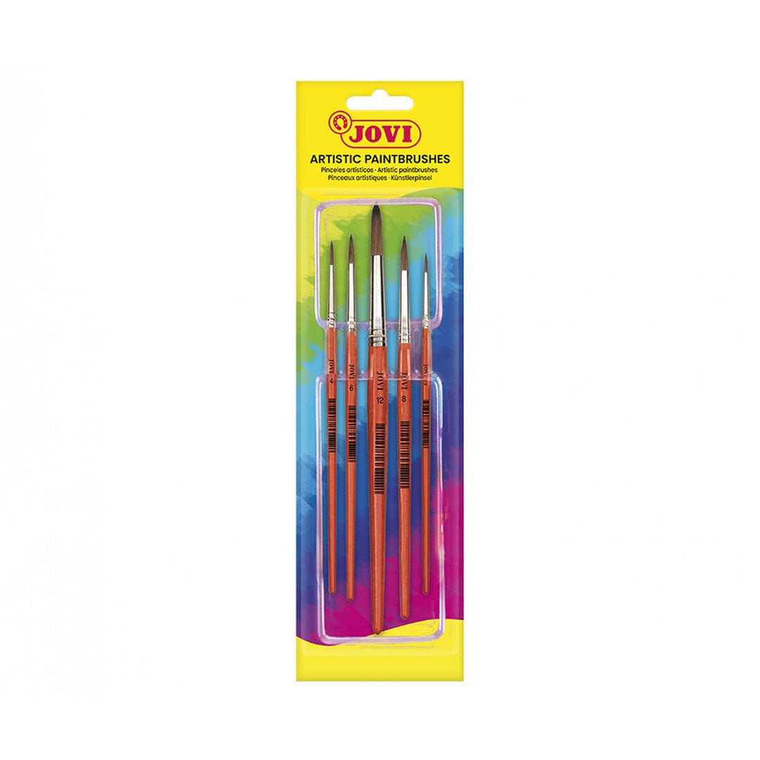 Jovi 5 Artist Brushes Blister Pack Sizes 0, 4, 6, 8 And 12 - SCOOBOO - 8185 - Paint Brushes