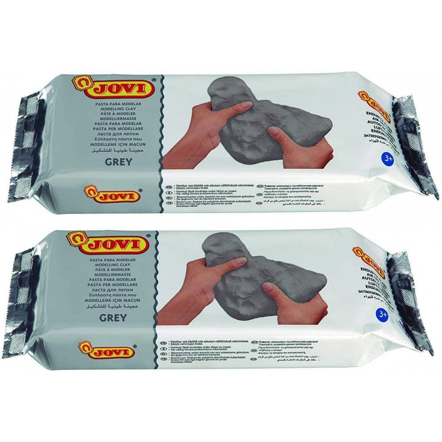 Jovi European Air-Dry Modeling Clay Pack of 2 - SCOOBOO - JOVI-AIRDRY-250G-GREY-2PCS - Clay