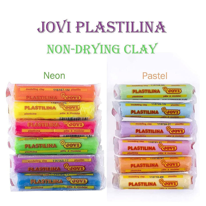 Jovi Modelling Clay 6 Neon & 6 Pastel Colours Sticks - SCOOBOO - 90/6P-6F - Clay