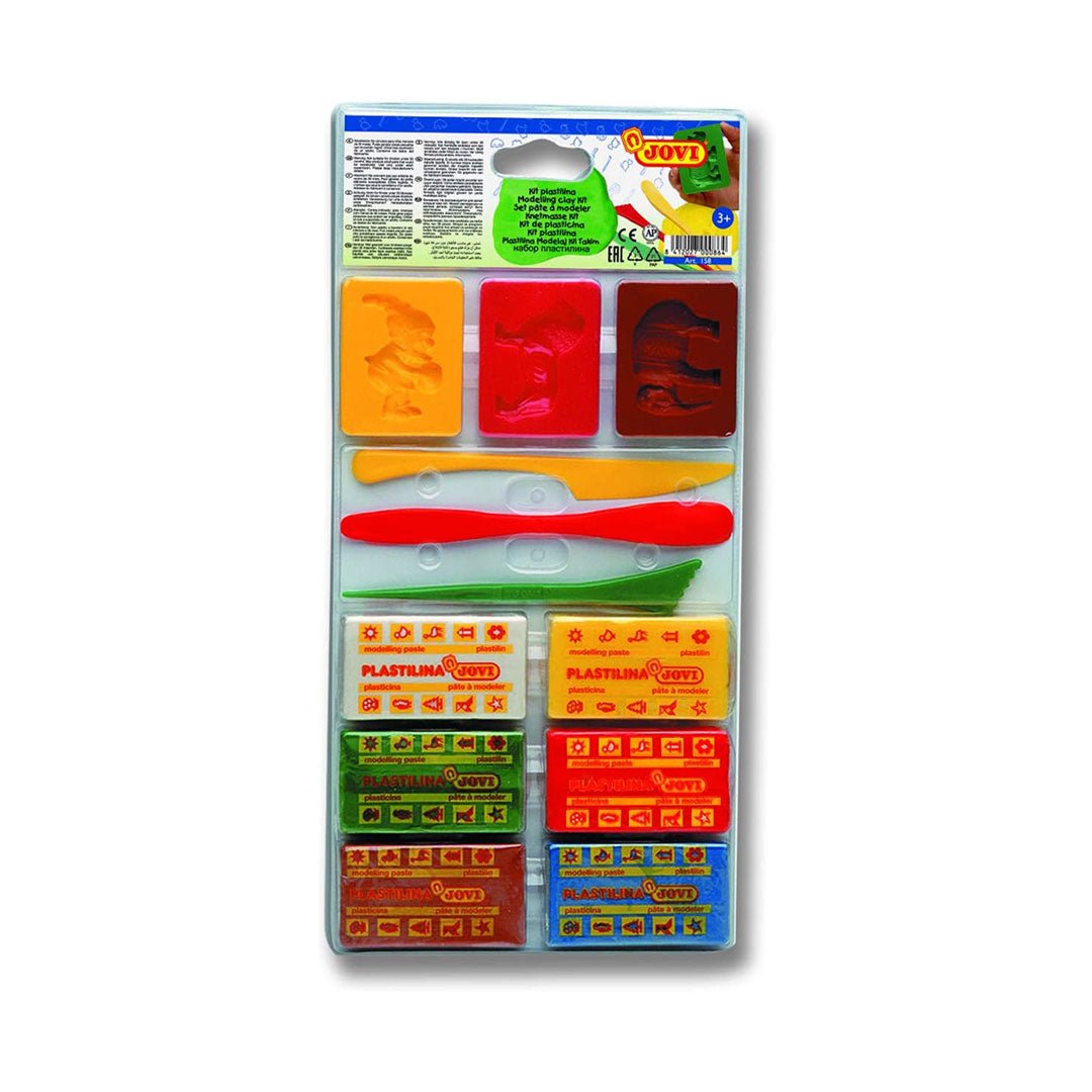 Jovi Plastilina Modelling Clay Blister 6 Bars + 3 Moulds + Moulds Tool - SCOOBOO - 158 - Clay