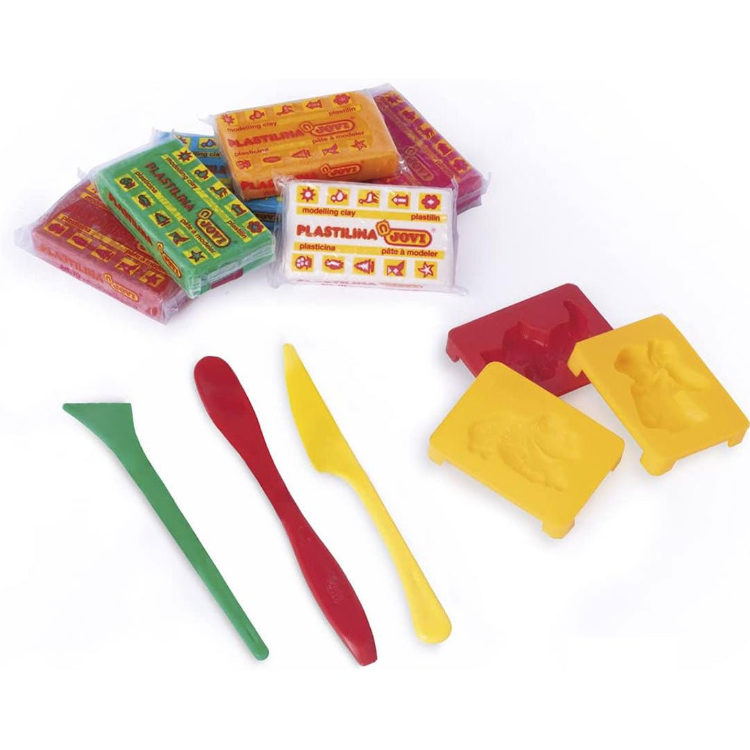 Jovi Plastilina Modelling Clay Blister 6 Bars + 3 Moulds + Moulds Tool - SCOOBOO - 158 - Clay