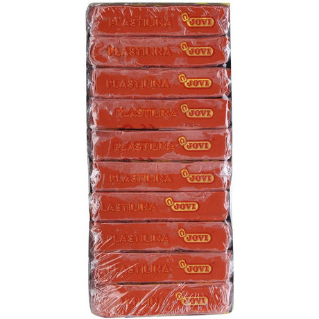 Jovi Plastilina Non-Drying Modelling Clay- Pack of 10 Bars - SCOOBOO - JOVI-CLAY-10PC-09-BROWN - Clay