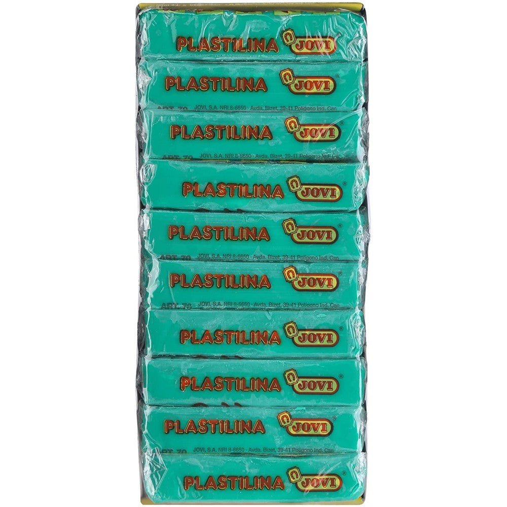 Jovi Plastilina Non-Drying Modelling Clay- Pack of 10 Bars - SCOOBOO - JOVI-CLAY-10PC-10-LGREEN - Clay