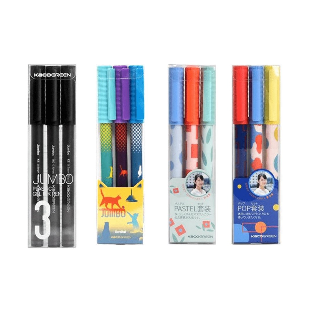 JUMBO Gel Pen Set 0.5mm - SCOOBOO - BLACK- Black Ink - Pack of 3 - Gel Pens