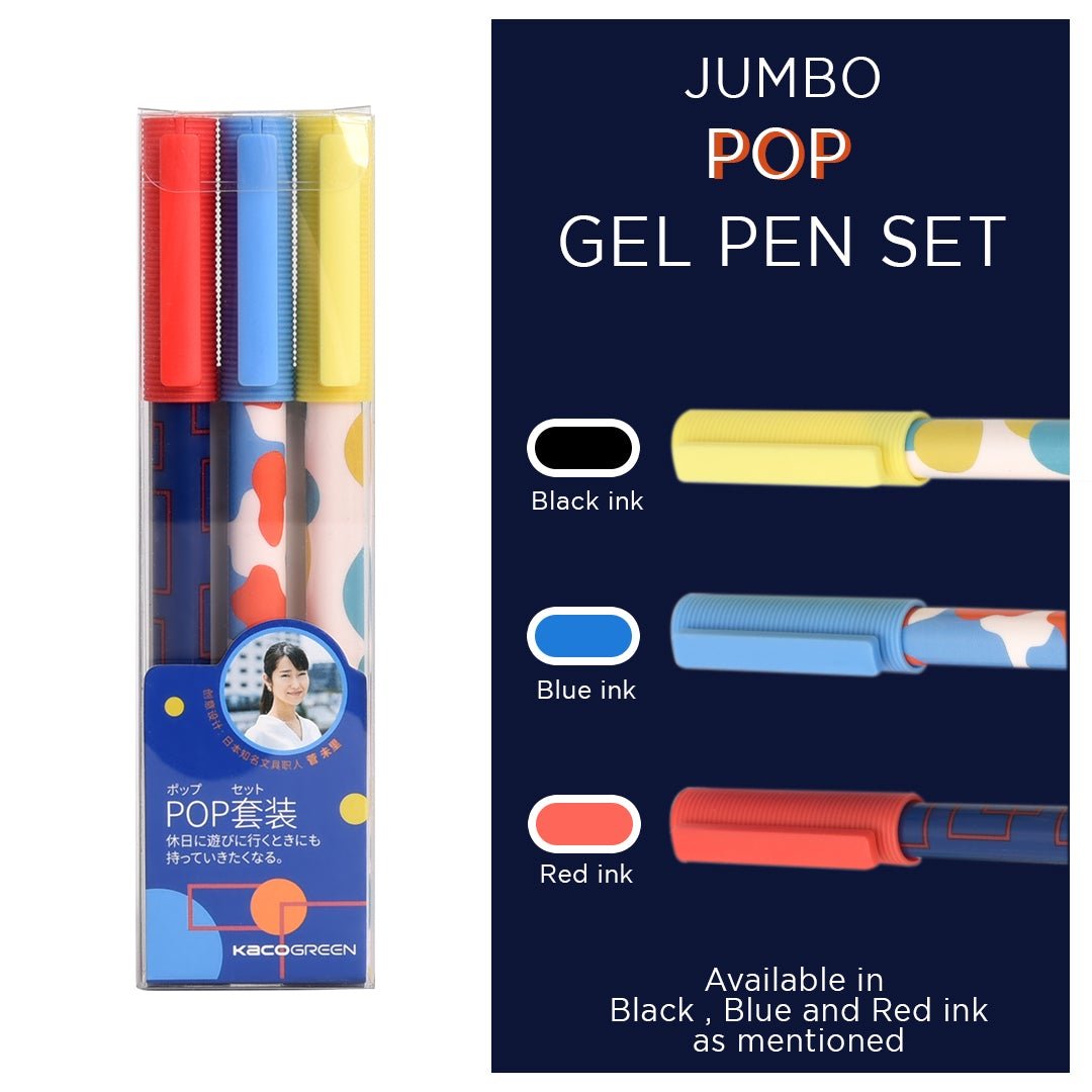 JUMBO Gel Pen Set 0.5mm - SCOOBOO - POP- Assorted - Pack of 3 - Gel Pens
