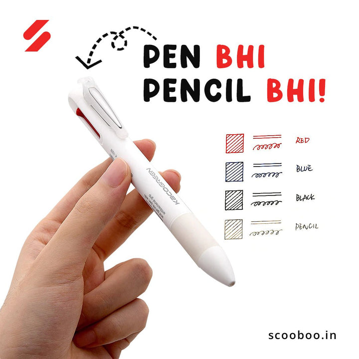 Kaco 4 in 1 Module 0.5mm Gel Pen - SCOOBOO - Module- White Body- - Gel Pens