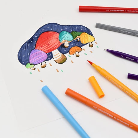 Kaco Brush Pens & Fineliners -100 Assorted Shades/Colours - SCOOBOO - Brush Pens