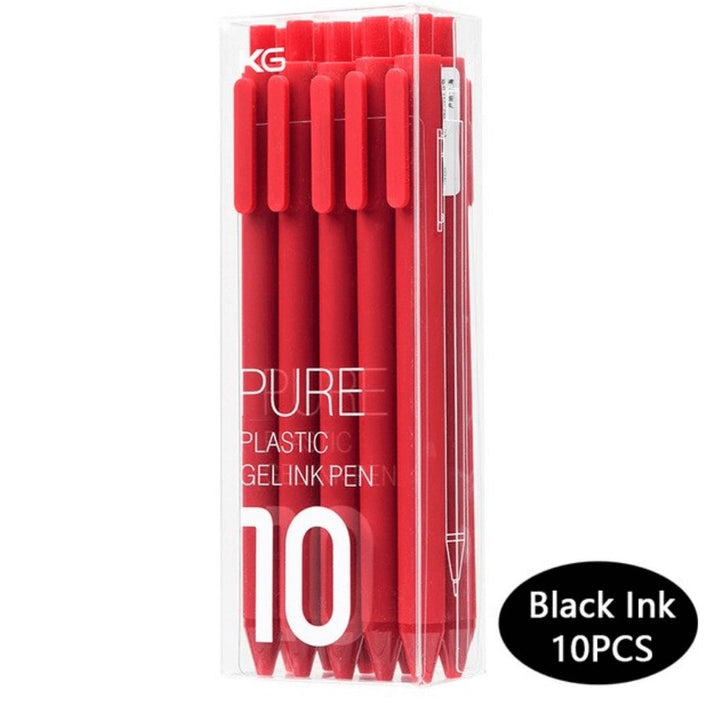 Kaco Pure Gel Pens 0.5mm (Pack of 10) - SCOOBOO - Pure - Black Ink -Red - Gel Pens