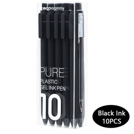 Kaco Pure Gel Pens 0.5mm (Pack of 10) - SCOOBOO - Pure - Black Ink -Black - Gel Pens