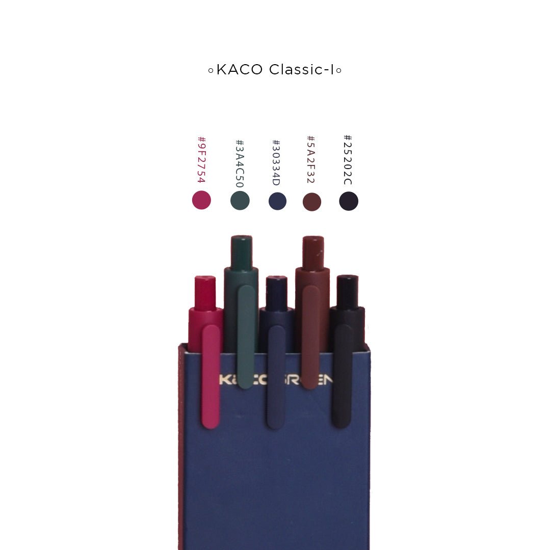 Kaco Pure Macaron Gel Pens - Set of 5 - Assorted colours 0.5mm - SCOOBOO - Pure-Classic I - Gel Pens