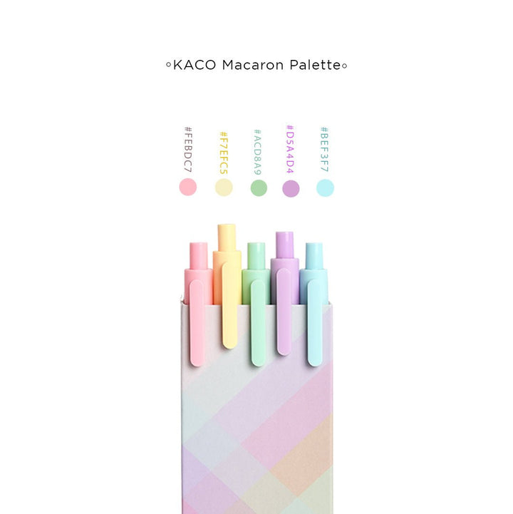 Kaco Pure Macaron Gel Pens - Set of 5 - Assorted colours 0.5mm - SCOOBOO - PURE - Macaron - Set of 5 - Gel Pens