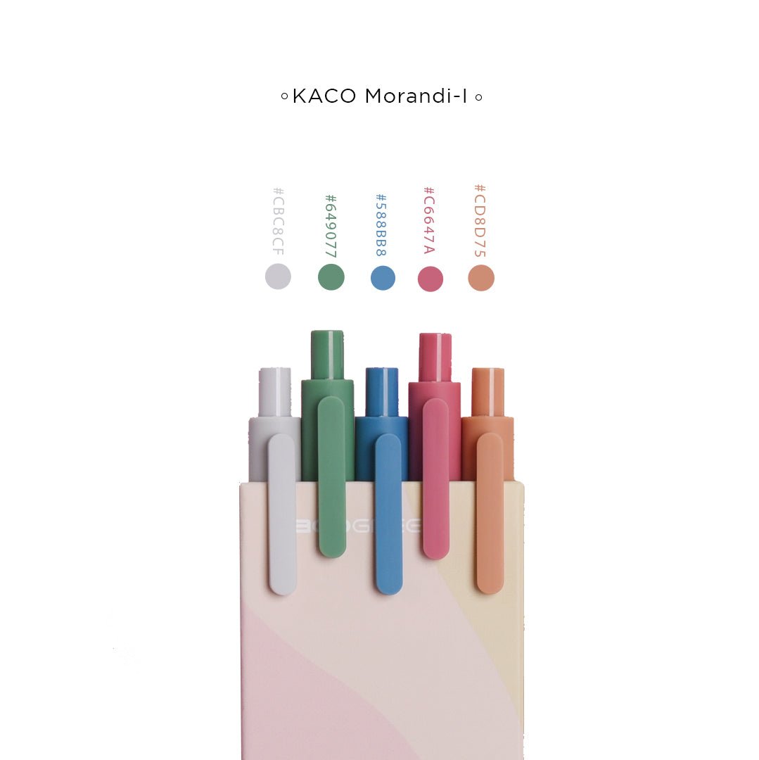 Kaco Pure Macaron Gel Pens - Set of 5 - Assorted colours 0.5mm - SCOOBOO - Pure-Mornadi I - Gel Pens
