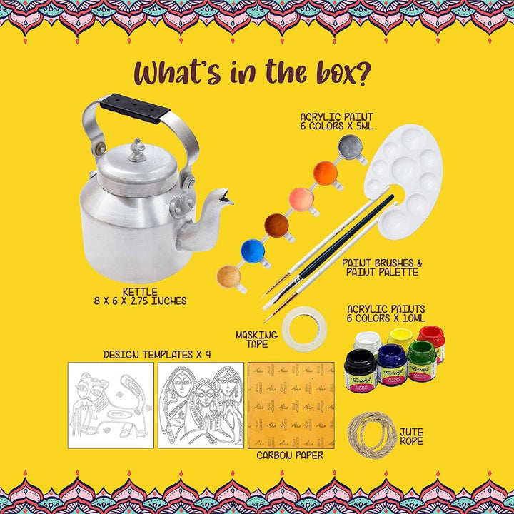Kalakaram Make Your Own Kalighat Painting Kettle DIY Activity Box - SCOOBOO - KKM1503D - DIY Box & Kids Art Kit